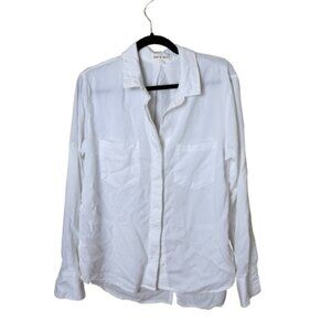 CLOTH & STONE Tencel Lyocell White Button Down Blouse Top Shirt Size Large